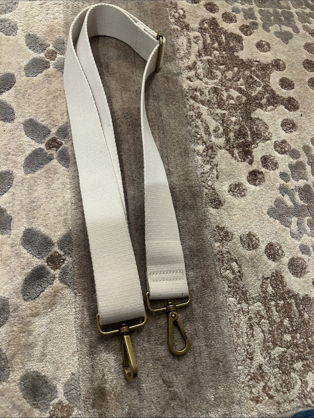 Adjustable Cream Crossbody Bag replacement Strap with Brass Hardware heavy duty